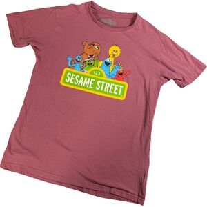 Sesame Street Graphic T Shirt Pink Short Sleeve Kermit Big Bird Cookie Monster S